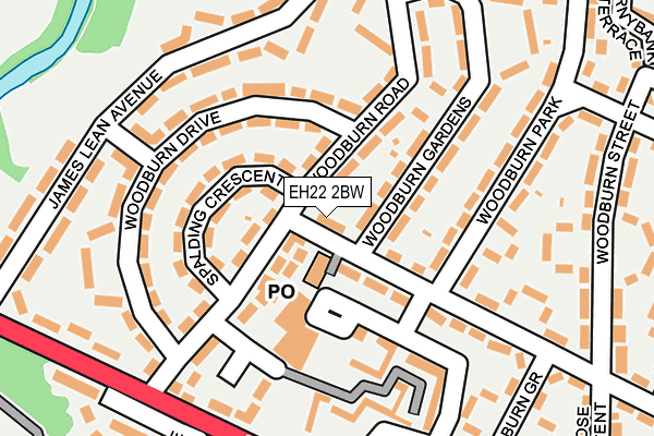 EH22 2BW map - OS OpenMap – Local (Ordnance Survey)