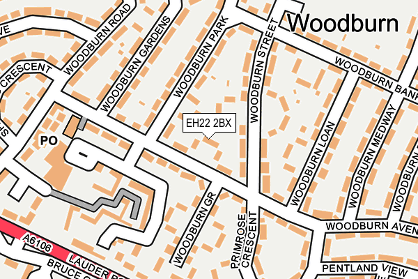 EH22 2BX map - OS OpenMap – Local (Ordnance Survey)