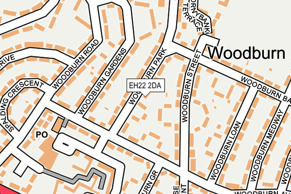 EH22 2DA map - OS OpenMap – Local (Ordnance Survey)