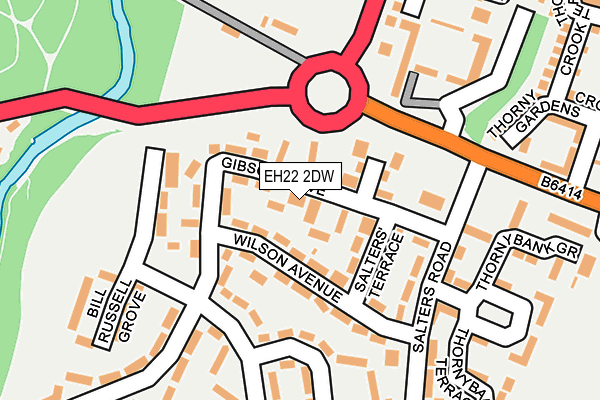 EH22 2DW map - OS OpenMap – Local (Ordnance Survey)