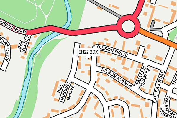 EH22 2DX map - OS OpenMap – Local (Ordnance Survey)