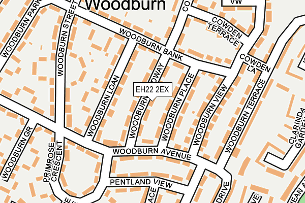 EH22 2EX map - OS OpenMap – Local (Ordnance Survey)