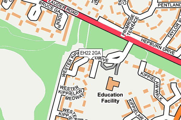 EH22 2GA map - OS OpenMap – Local (Ordnance Survey)