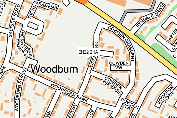 EH22 2HA map - OS OpenMap – Local (Ordnance Survey)