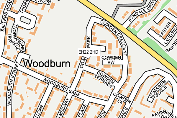 EH22 2HD map - OS OpenMap – Local (Ordnance Survey)