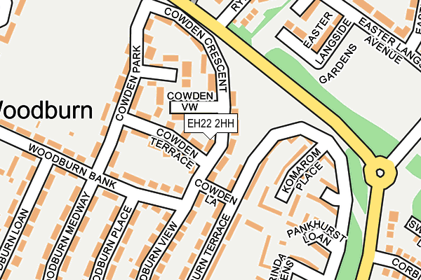 EH22 2HH map - OS OpenMap – Local (Ordnance Survey)