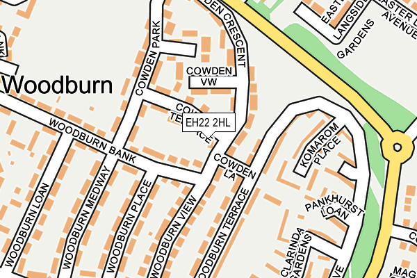 EH22 2HL map - OS OpenMap – Local (Ordnance Survey)