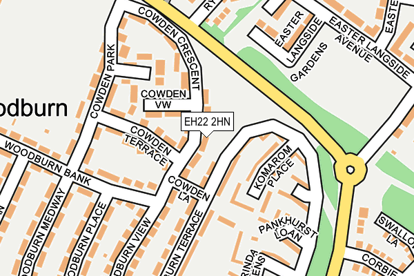 EH22 2HN map - OS OpenMap – Local (Ordnance Survey)