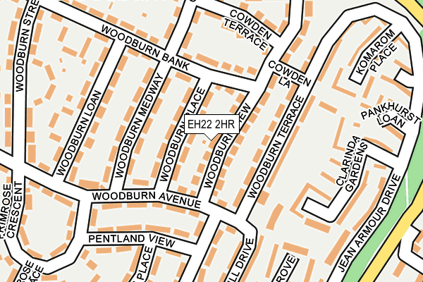 EH22 2HR map - OS OpenMap – Local (Ordnance Survey)