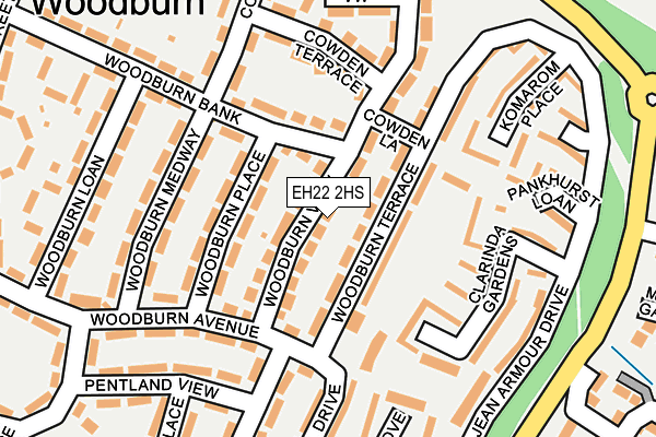 EH22 2HS map - OS OpenMap – Local (Ordnance Survey)