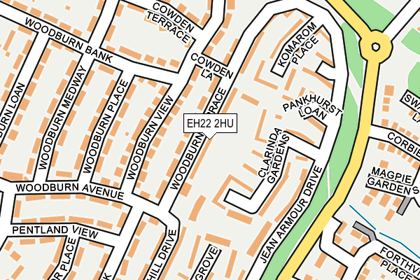 EH22 2HU map - OS OpenMap – Local (Ordnance Survey)