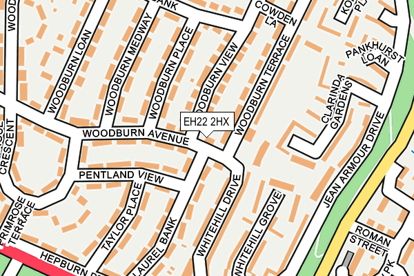 EH22 2HX map - OS OpenMap – Local (Ordnance Survey)