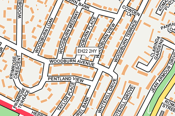 EH22 2HY map - OS OpenMap – Local (Ordnance Survey)