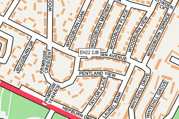 EH22 2JB map - OS OpenMap – Local (Ordnance Survey)