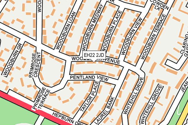 EH22 2JD map - OS OpenMap – Local (Ordnance Survey)