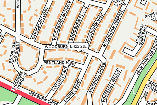 EH22 2JE map - OS OpenMap – Local (Ordnance Survey)