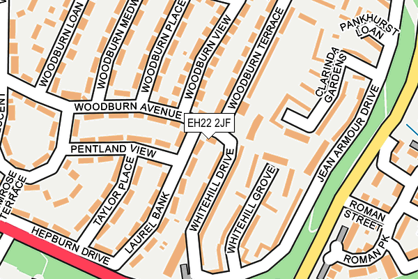 EH22 2JF map - OS OpenMap – Local (Ordnance Survey)