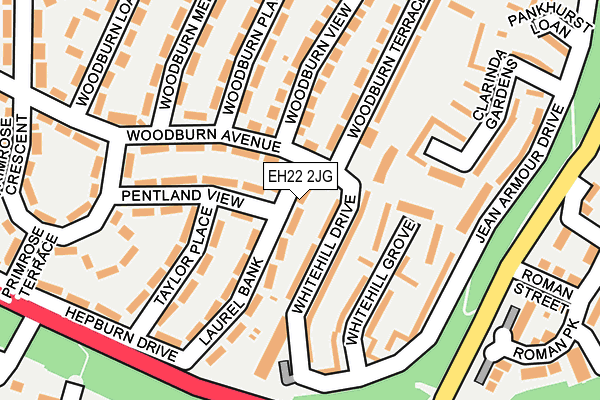 EH22 2JG map - OS OpenMap – Local (Ordnance Survey)