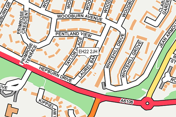 EH22 2JH map - OS OpenMap – Local (Ordnance Survey)