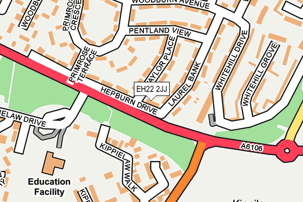 EH22 2JJ map - OS OpenMap – Local (Ordnance Survey)