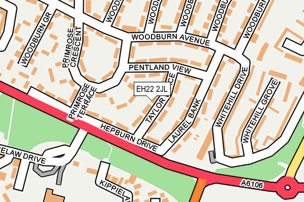 EH22 2JL map - OS OpenMap – Local (Ordnance Survey)