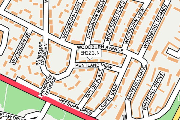 EH22 2JN map - OS OpenMap – Local (Ordnance Survey)