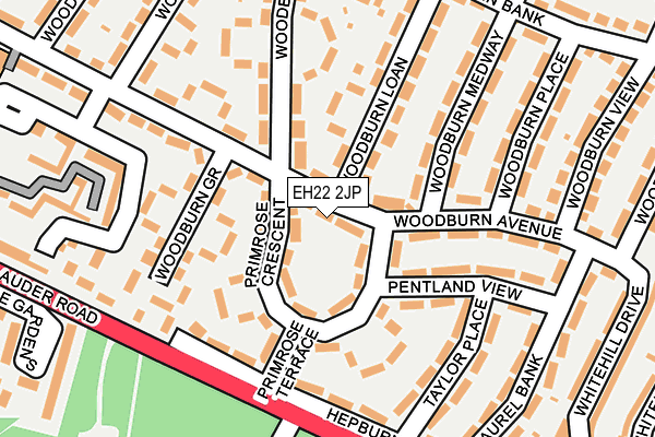 EH22 2JP map - OS OpenMap – Local (Ordnance Survey)