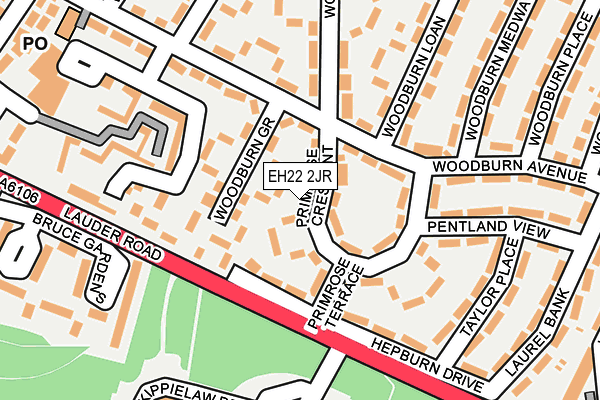 EH22 2JR map - OS OpenMap – Local (Ordnance Survey)