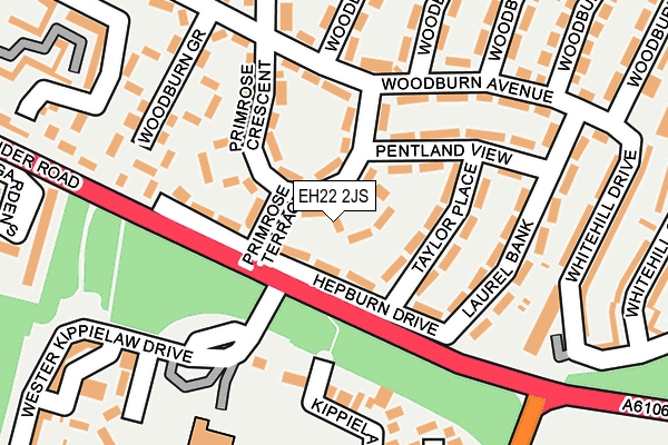 EH22 2JS map - OS OpenMap – Local (Ordnance Survey)