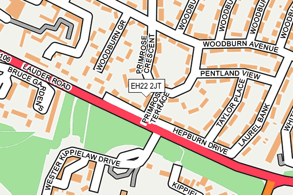 EH22 2JT map - OS OpenMap – Local (Ordnance Survey)