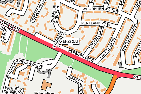 EH22 2JU map - OS OpenMap – Local (Ordnance Survey)