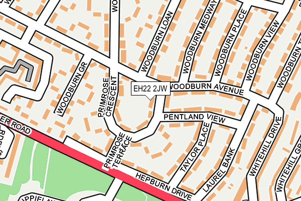 EH22 2JW map - OS OpenMap – Local (Ordnance Survey)