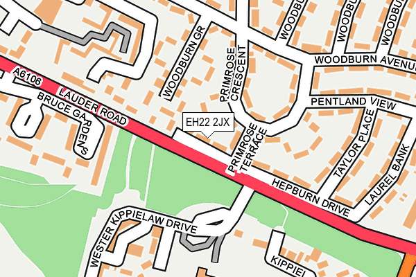 EH22 2JX map - OS OpenMap – Local (Ordnance Survey)