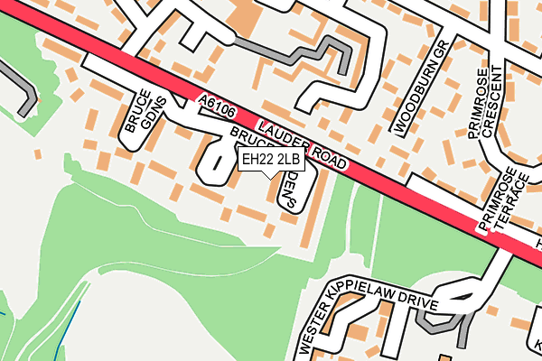 EH22 2LB map - OS OpenMap – Local (Ordnance Survey)