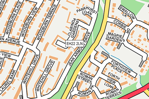 EH22 2LN map - OS OpenMap – Local (Ordnance Survey)