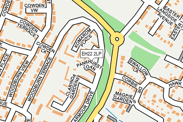 EH22 2LP map - OS OpenMap – Local (Ordnance Survey)