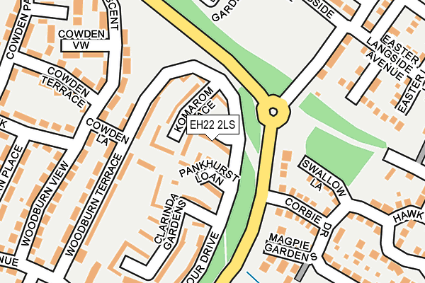 EH22 2LS map - OS OpenMap – Local (Ordnance Survey)