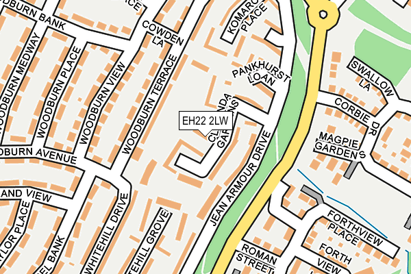 EH22 2LW map - OS OpenMap – Local (Ordnance Survey)