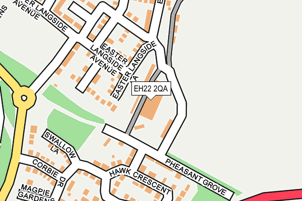 EH22 2QA map - OS OpenMap – Local (Ordnance Survey)