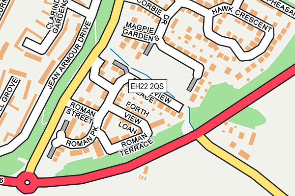 EH22 2QS map - OS OpenMap – Local (Ordnance Survey)