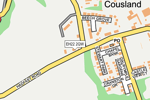 EH22 2QW map - OS OpenMap – Local (Ordnance Survey)