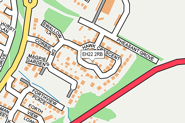 EH22 2RB map - OS OpenMap – Local (Ordnance Survey)