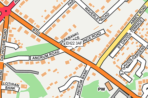 EH22 3AF map - OS OpenMap – Local (Ordnance Survey)