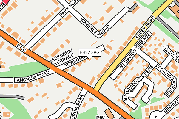 EH22 3AG map - OS OpenMap – Local (Ordnance Survey)