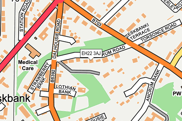 EH22 3AJ map - OS OpenMap – Local (Ordnance Survey)