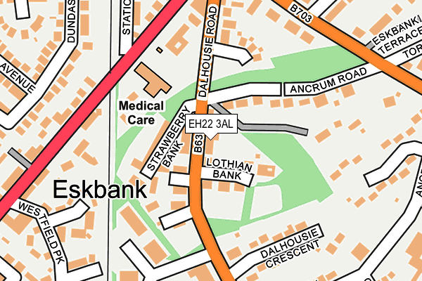 EH22 3AL map - OS OpenMap – Local (Ordnance Survey)