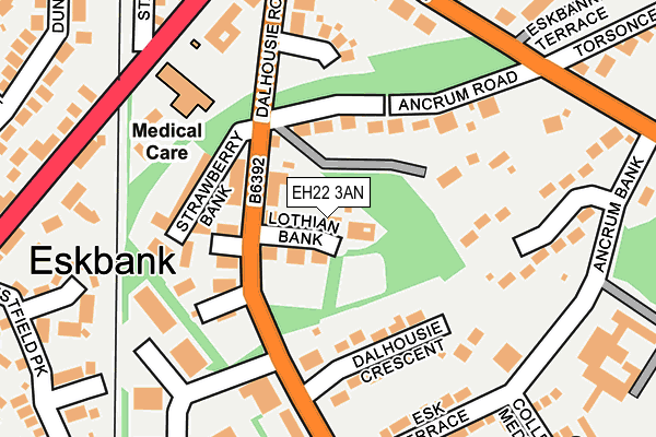 EH22 3AN map - OS OpenMap – Local (Ordnance Survey)