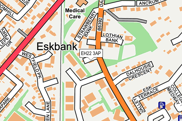 EH22 3AP map - OS OpenMap – Local (Ordnance Survey)