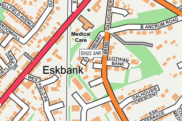 EH22 3AR map - OS OpenMap – Local (Ordnance Survey)