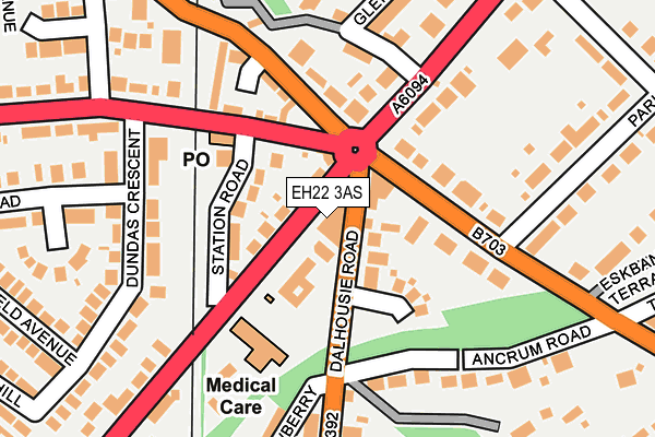 EH22 3AS map - OS OpenMap – Local (Ordnance Survey)